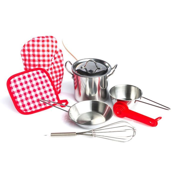 LAP - Batterie de cuisine en acier 9 Pièces - jeux enfants, sens, psychomotricité, eveil - Dès 3 ans