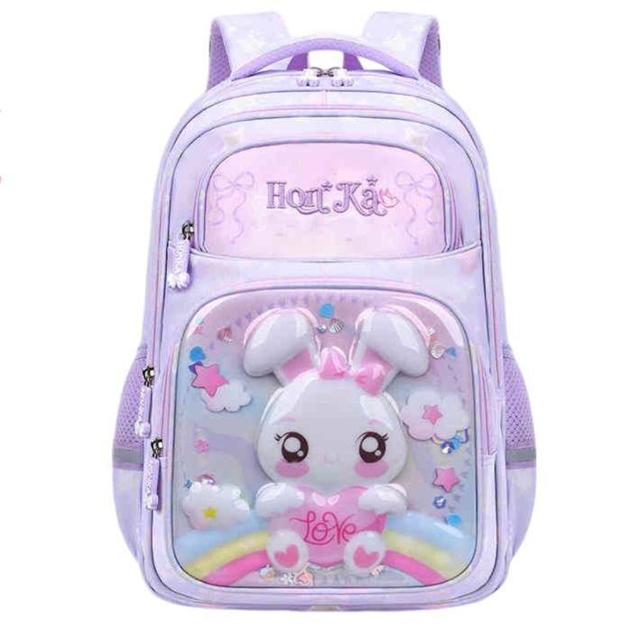 Sac à dos scolaire - Pratique - Violet - Design mignon - Compartiments spacieux - Léger et durable