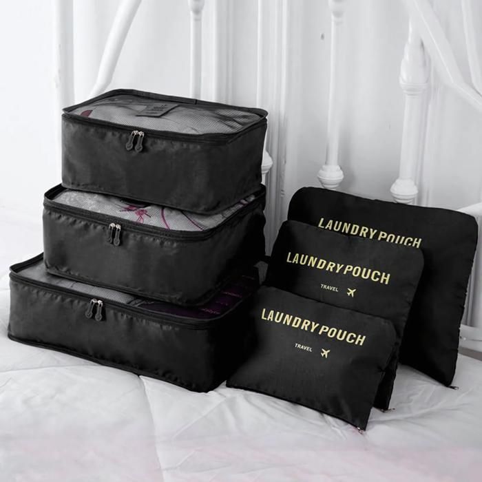 Organisateurs de Valise - Rangement Optimal - Lot de 6 - Noir - Maille - Compactes et Empilables