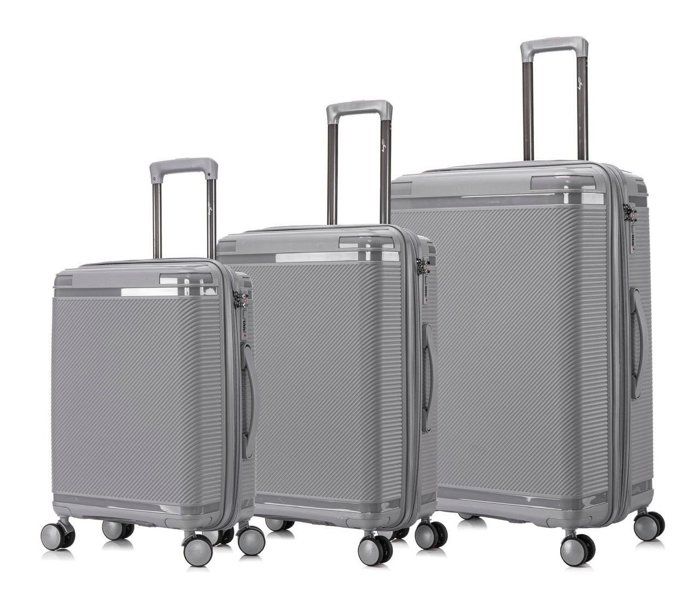 Ensemble de valises - JONY - 3 pièces - Gris - Coque rigide - Imperméable - 4 roulettes