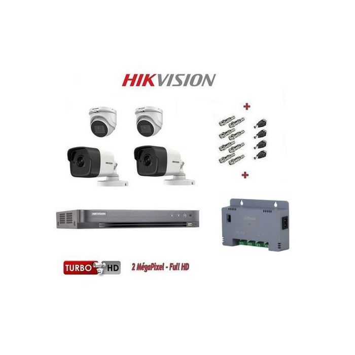 Hikvision Pack Complet Caméra de Surveillance de DVR 4ch et 4 Caméras 2MP