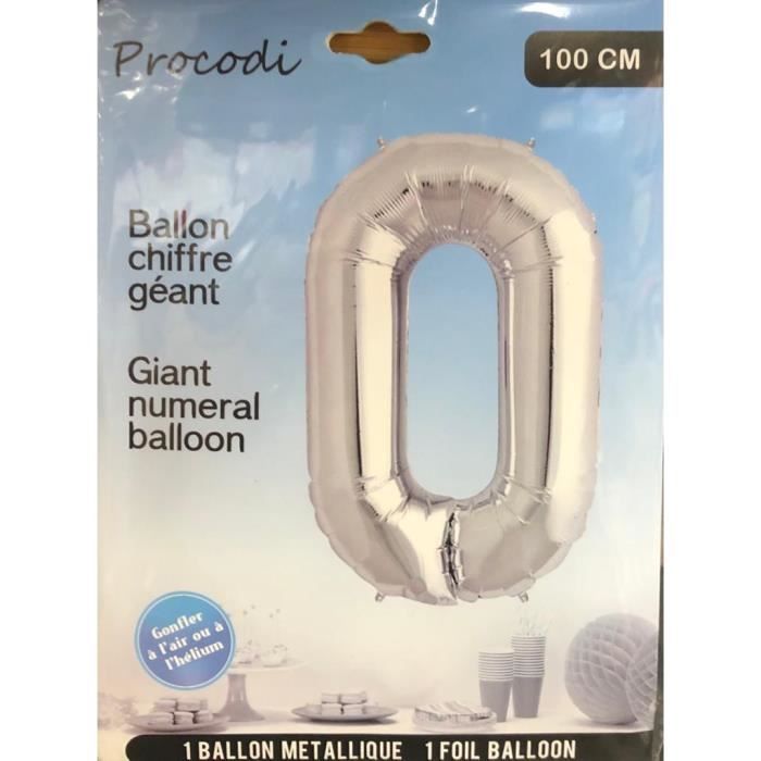 BALLON NUMERIQUE 0 ARGENTE 1M