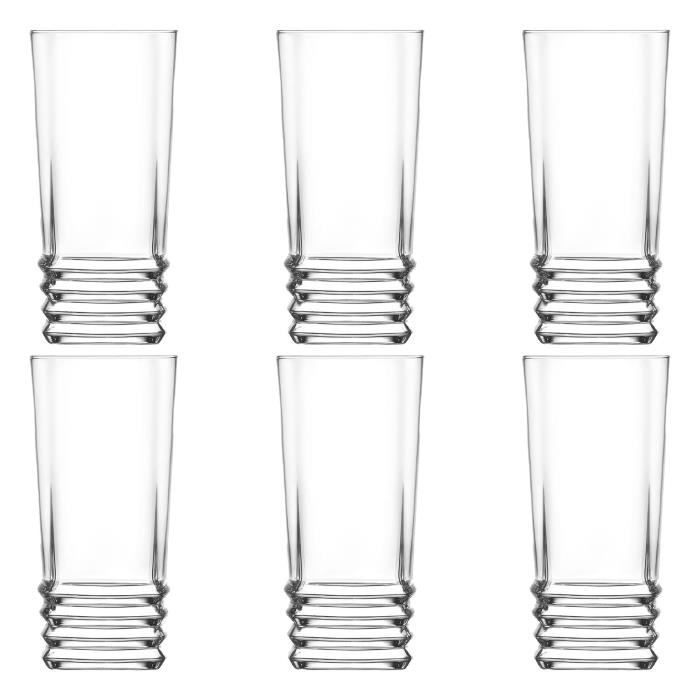 LAV Elegan Highball verres à cocktail Set - Ridged verre Hiball Gobelets - 335ml - Lot de 6