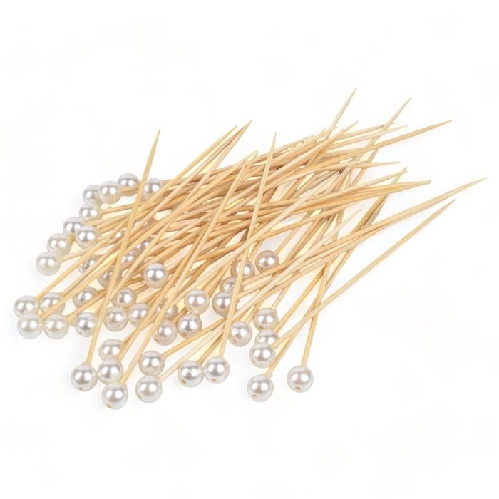SET DE 50 BROCHETTES PERLE 9CM
