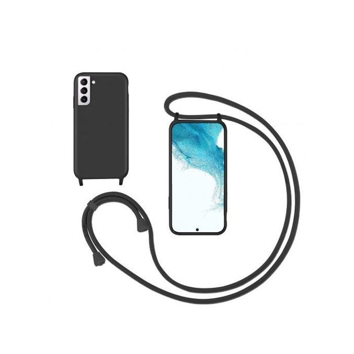 Coque Cordon - GENERIC - Samsung Galaxy S22 Plus - Semi-rigide - Lanière ajustable 80cm - Noir