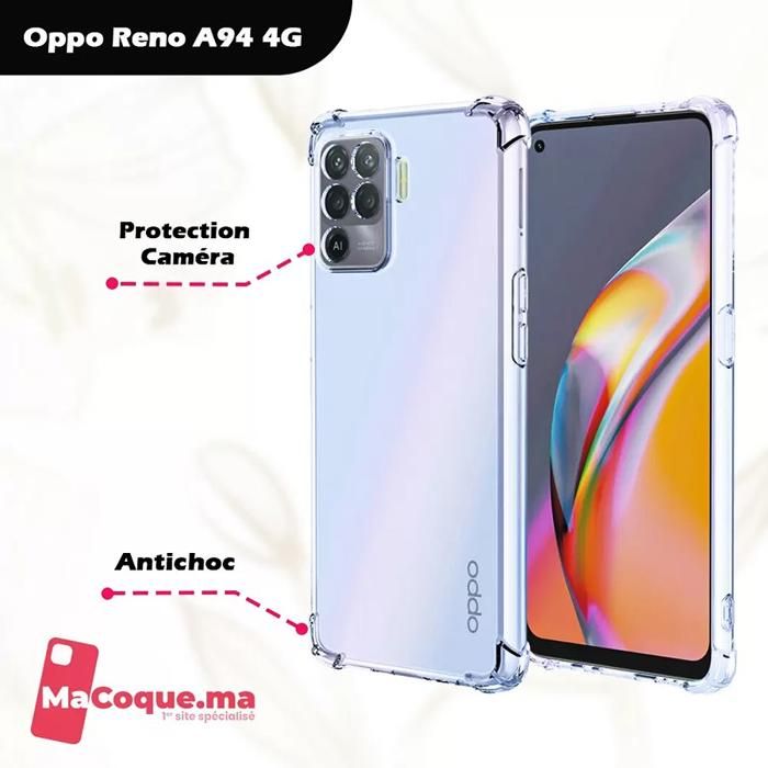 Coque OPPO A94 4G Transparente Antichoc avec Protection Caméra