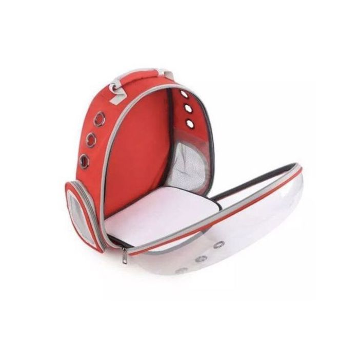 Sac cage de transport transparent pour chat et chien couleur rouge