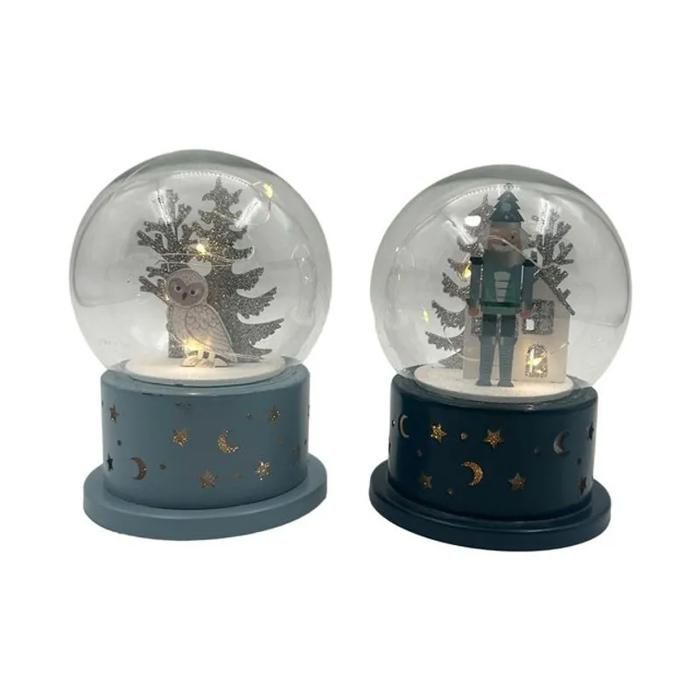 Globe de Noël décoratif actuel, avec base en métal, 13,8 cm