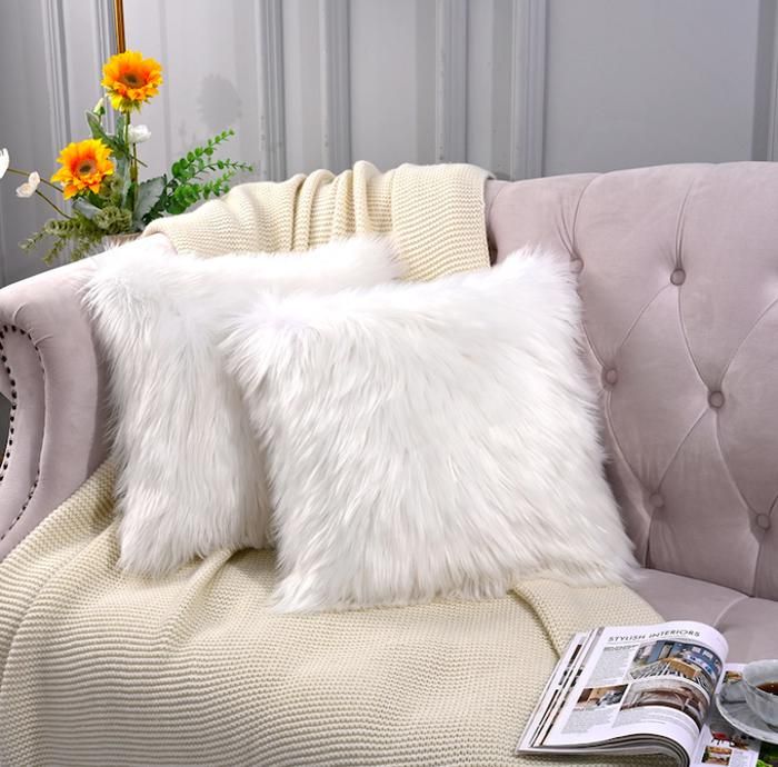 Housse de coussin - LUXE - Lot de 2 - Fourrure artificielle - 45x45 cm - Confort doux