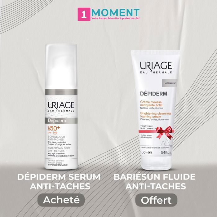 Soin de jour et nettoyant - Uriage - Depiderm - Éclaircissant - Hydratant - Sans parabène
