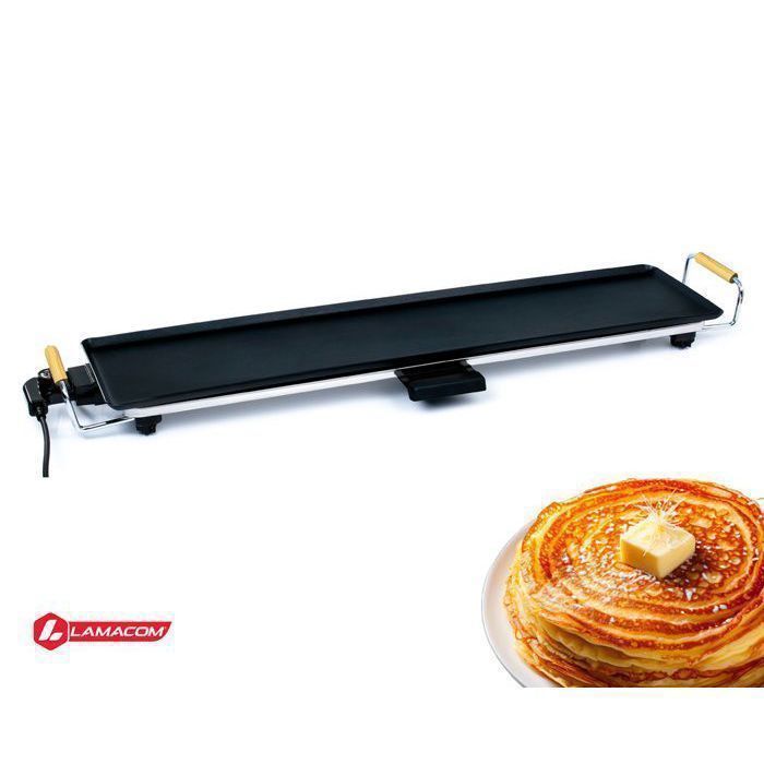 Planche Électrique - LAMACOM - Antiadhésive - Thermostat Réglable - Bac à Graisses Amovible - 90x23 cm