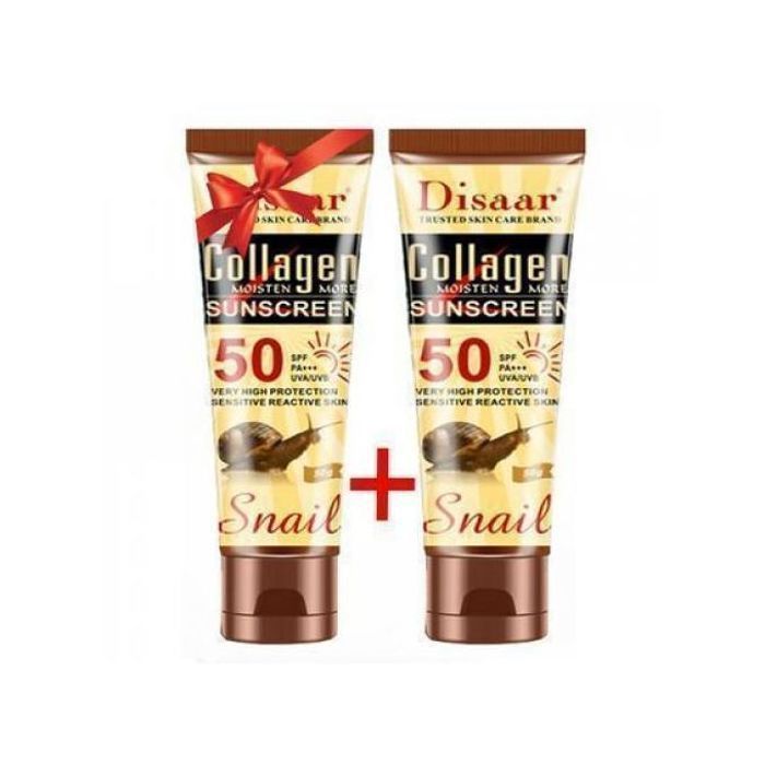 Crème solaire - Disaar - Pack 2 Pcs - Collagène - Bave d'escargot - Indice 50