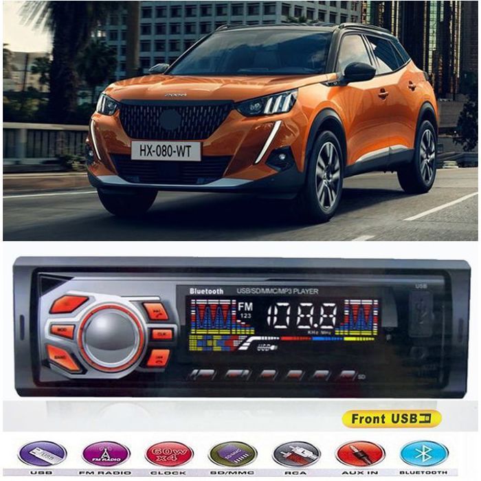 Autoradio - POSTE Radio Voiture - Bluetooth - USB - SD CARD - AUX - MP3
