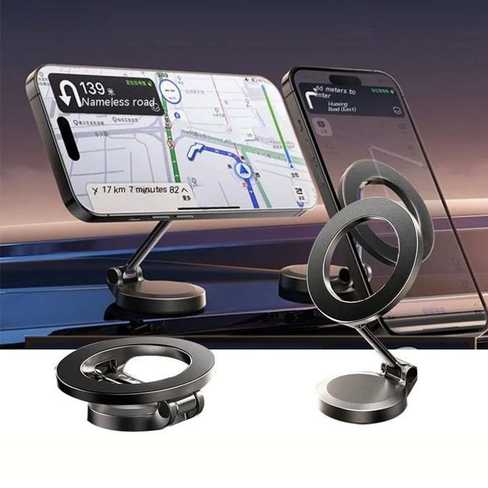support de téléphone magnétique pliable rotatif à 360° degrés pour tableau de bord de voiture