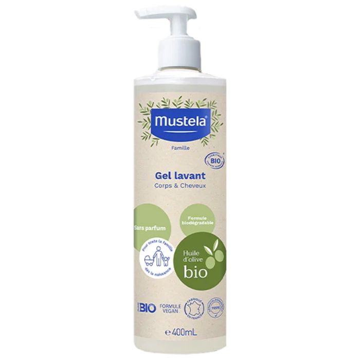 Gel Lavant - Mustela - 400ml - Bio - Sans Parabène - Corps et Cheveux