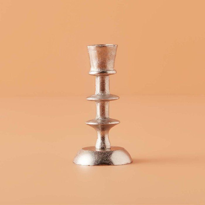 Bougeoir - Ayers - Argent - Aluminium - 6x6x13 cm - Décoratif élégant