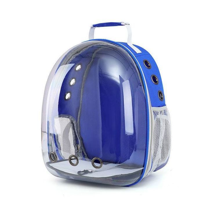 Sac cage de transport transparent pour chat et chien couleur bleu