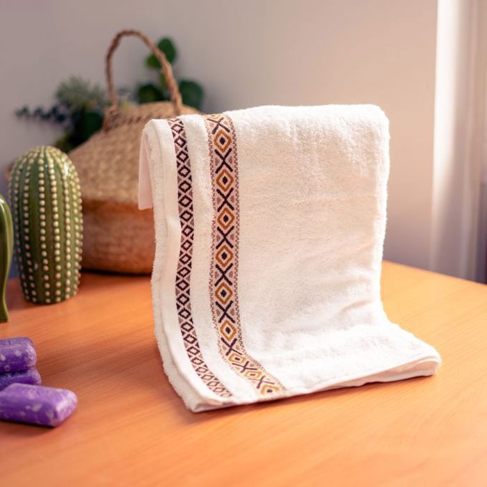 Serviette - Berbère - 50x90 cm - 100% coton - Beige - Design marocain élégant