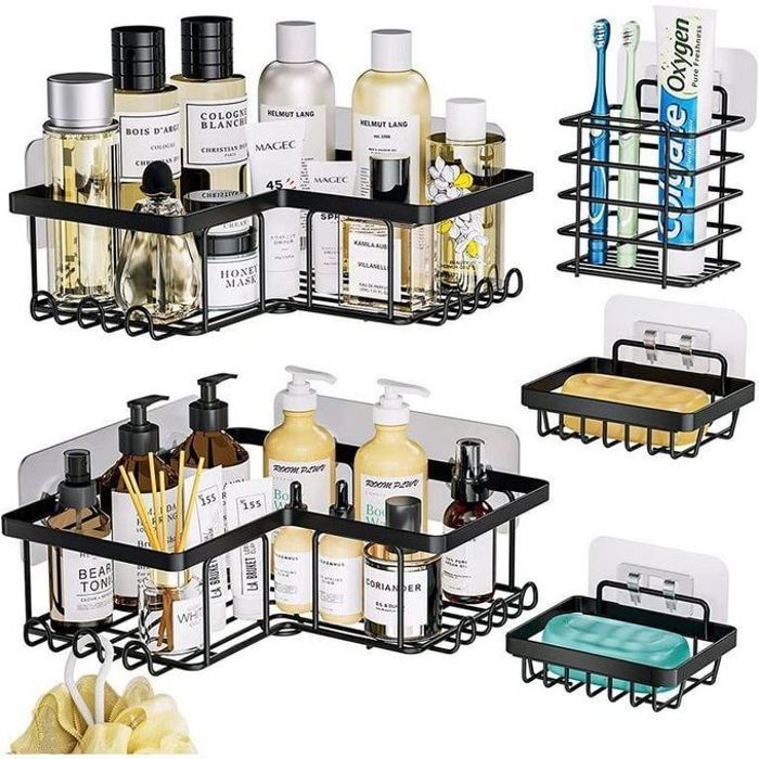 Sans Marque Étagère de Rangement d'angle Organisateur Coin Salle de Bain Cuisine Douche SANS perçage