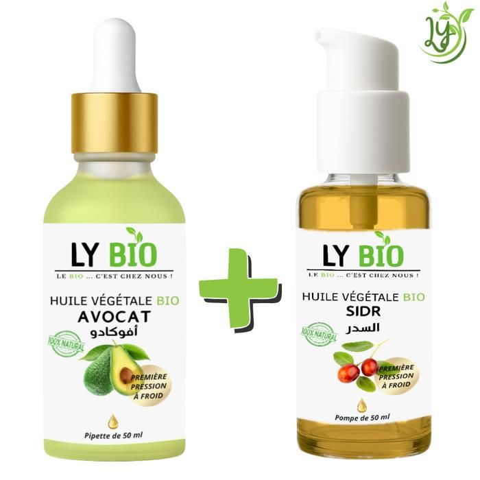 LYBIO PACK HUILE AVOCAT 50ml - PIPETTE + HUILE SIDR 50ML - POMPE