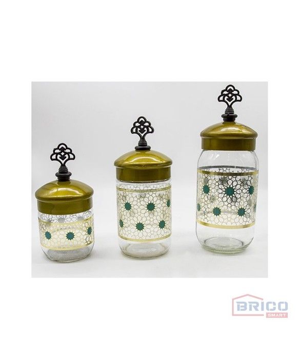 Set de 3 bocaux en verre avec couvercle