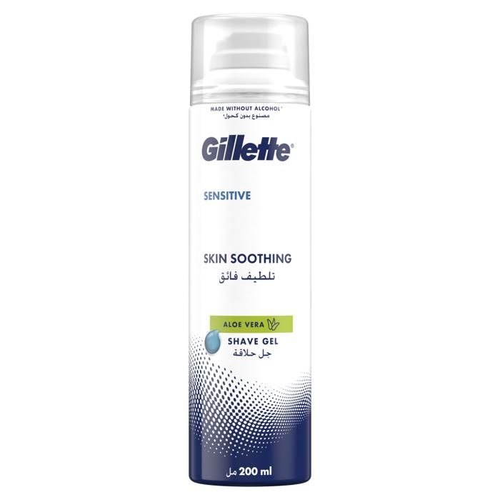 Gel à raser - GILLETTE - Sensitive Gel à Raser - 200ml - Hydratant - Apaisant - Pour peaux sensibles