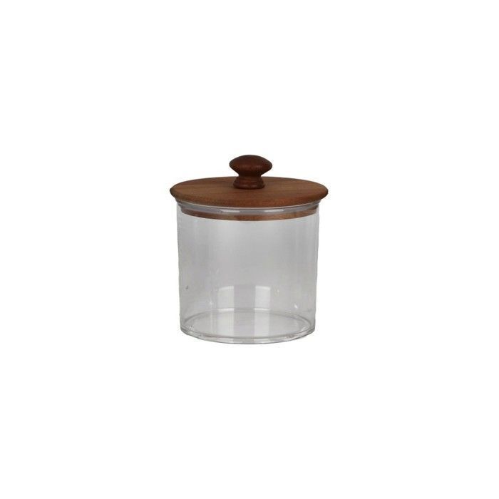 Boîte hermétique - Acacia - 10 cm - Acrylique transparent - Couvercle en bois - Rangement intérieur