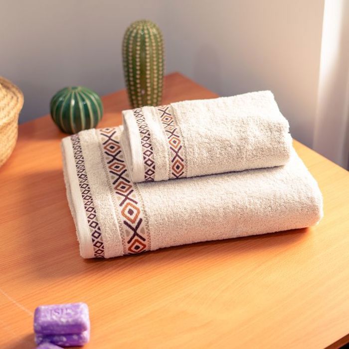 Serviette - A3 HOME - Pack 2 pièces - 100% coton - Design marocain - Beige