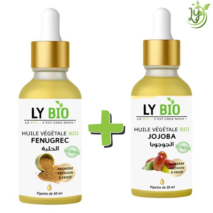 LYBIO PACK HUILE FENUGREC 50ML - PIPETTE + HUILE JOJOBA 50ML - PIPETTE