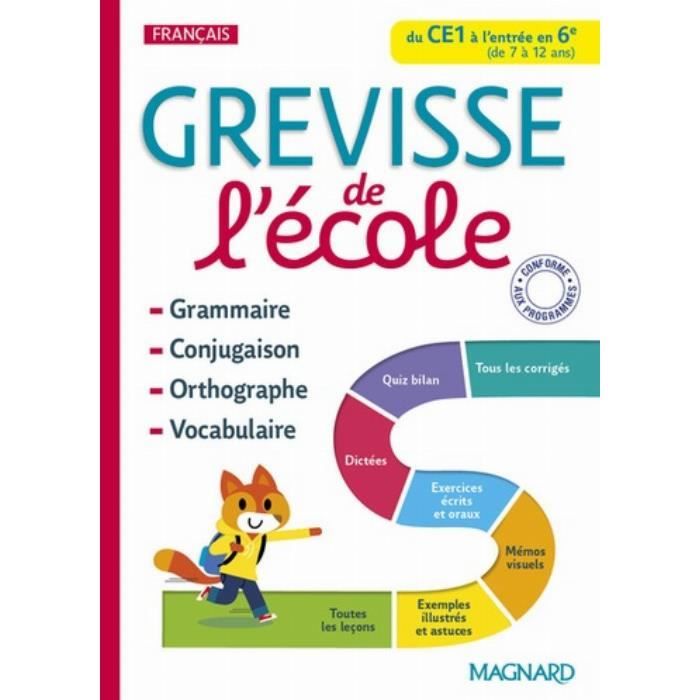 Livre de grammaire - Grévisse - CE1 à 6e - Exercices inclus - Apprentissage essentiel - Français