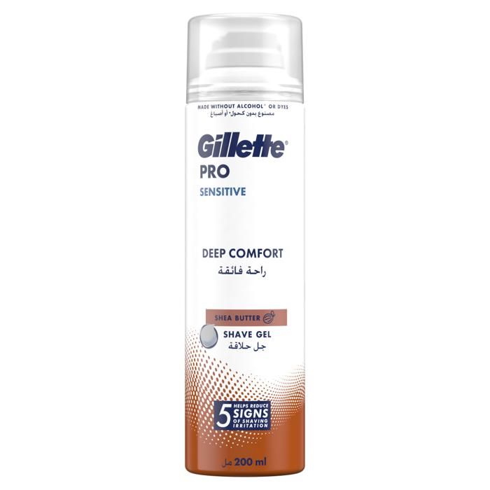 Gel à raser - GILLETTE - Pro Sensitive - 250ml - Huile d'Eucalyptus - 0% alcool, colorants, parabènes