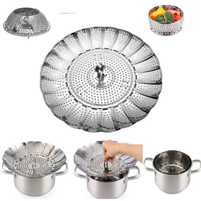 Panier Vapeur Pliable Inox - Cuisine Sain & Gain de Place