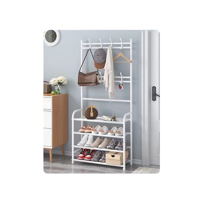 Étagère À Chaussures Porte-Manteau Moderne D'Entrée Cadre En Métal