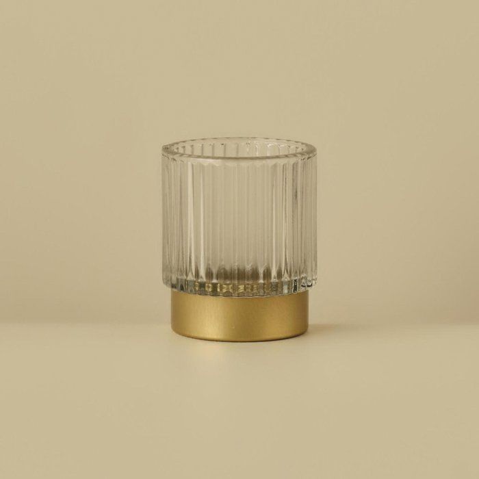 Bougeoir - BELLA MAISON - Benny - Verre - Métal doré - 7x8 cm