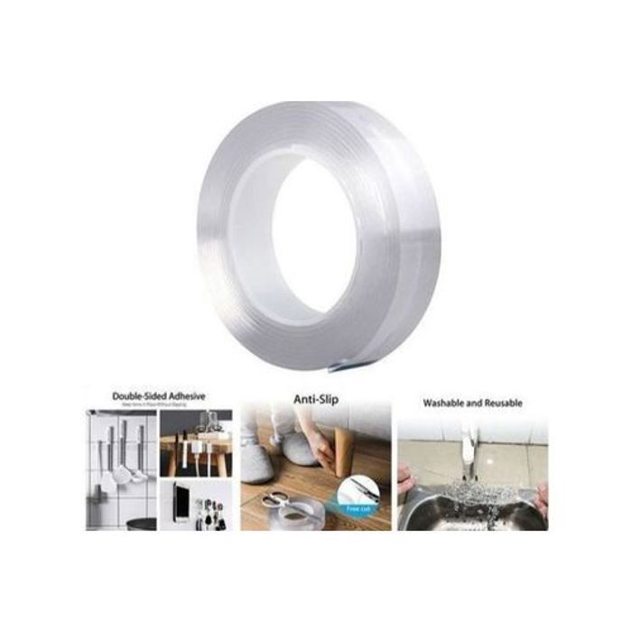Bande adhésive double face - Scotch - 3 mètres - Transparent - Réutilisable - Multi-usages