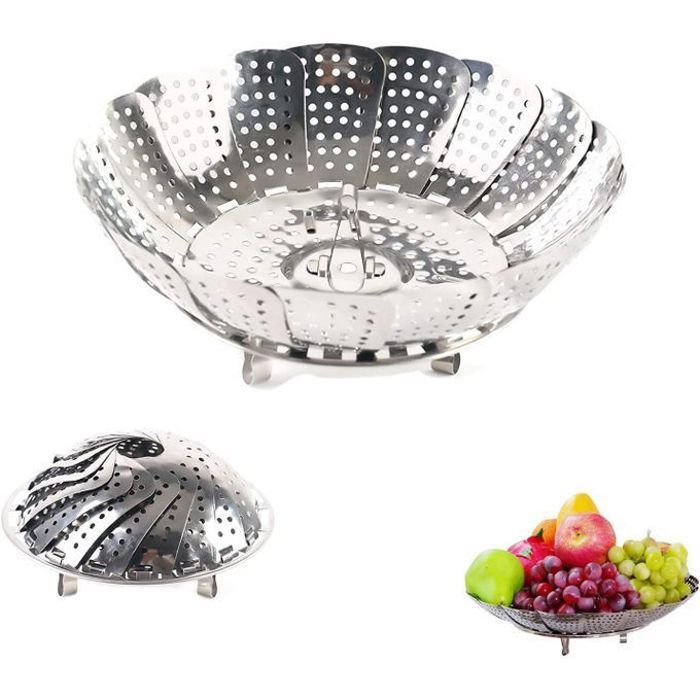 Panier Vapeur Pliable en Acier Inoxydable - Idéal pour Poêles, Autocuiseurs, Cocottes