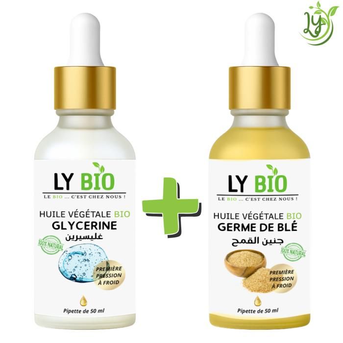 LYBIO PACK HUILE GLYCERINE 50ml - PIPETTE + HUILE GERME DE BLE 50ML - PIPETTE