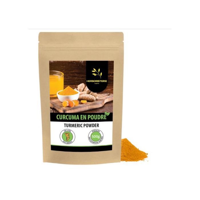Poudre de curcuma (500g), curcuma 100% naturel, racine de curcuma séchée et moulue doucement, sans additifs