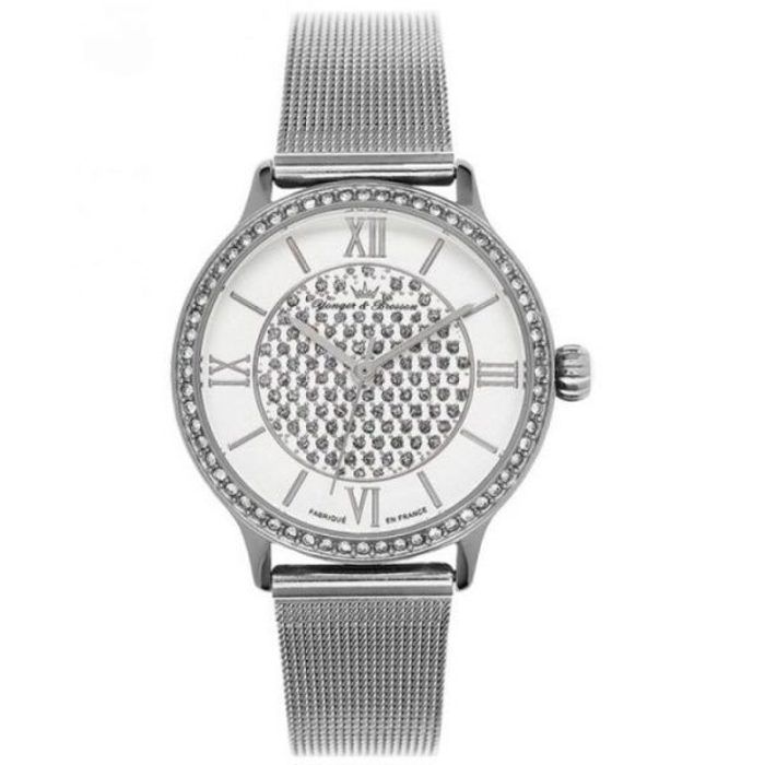 Yonger & Bresson - Montre Femme – DCC096S/FM – Made in France – Cadran blanc strassé – Bracelet en mailles milanaises argente