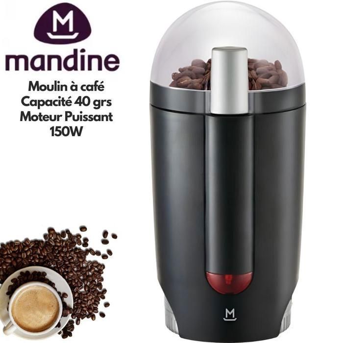 MANDINE MCG2013B Moulin À Café Et Epices Moteur Très Puissant 150W Pour Broyage rapide Moulin En Acier Inoxydable à 40 grs