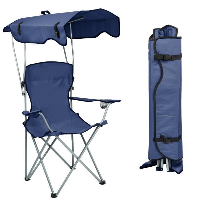 Chaise pliante de plage - JEOBEST - Bleu - Style minimaliste - Avec toit - 1 place