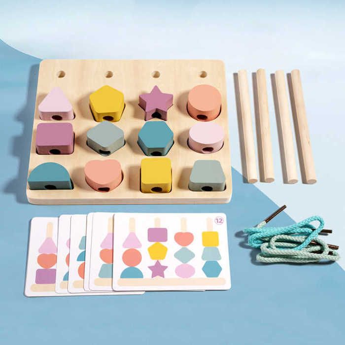 JEU DAPPRENTISSAGE POUR ENFANTS - Planche d'association de formes - Bois - Coloré - 3 ans et plus - Éducatif