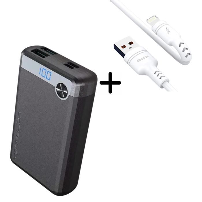 Powerbank 10000 mAh Konfulon Q11 Original + Câble Lightning Abodos AS-DS33i - Mini pack