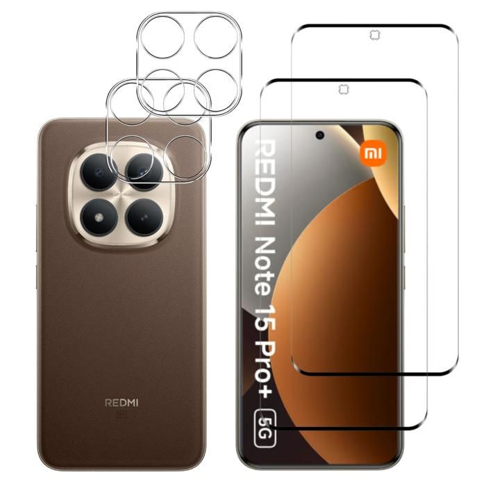 Härdat glas för Xiaomi Redmi Note 15 PRO PLUS 5G och kameraskydd [Pack 2] skyddsglas Phonillico®