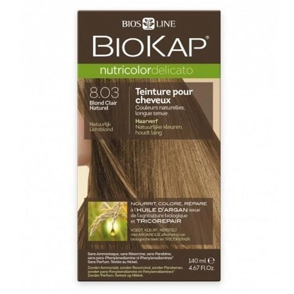 Coloration permanente - Biokap - Nutricolor Delicato - Blond Claire Naturel 8.03 - Sans ammoniaque - 135ml