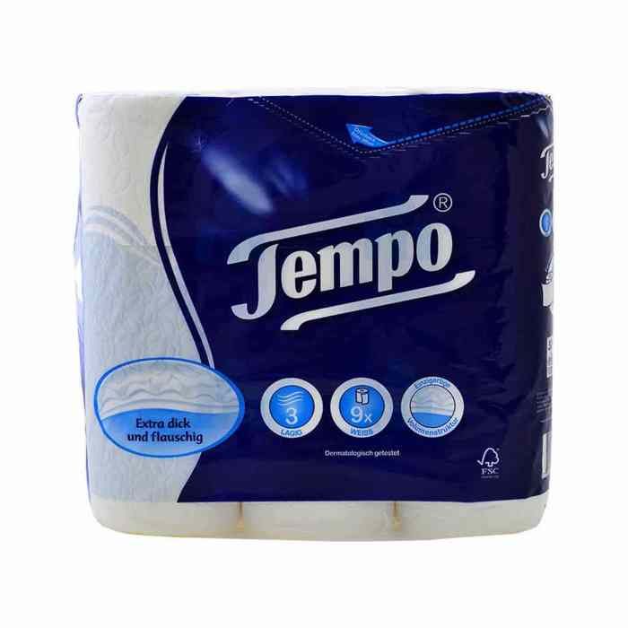 Papier toilette blanc 3 plis x9pcs - TEMPO