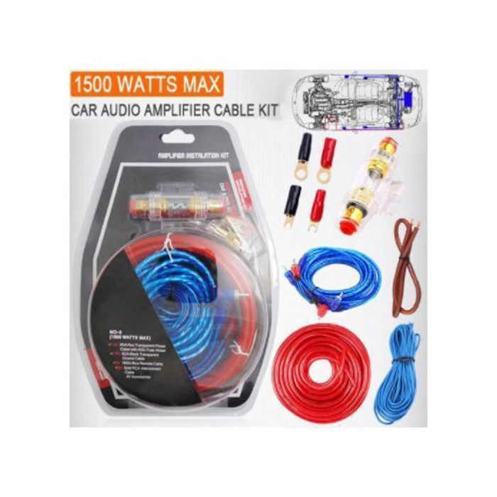 Amplificateur Kit d’Installation 1500W Ampli de voiture audio Kit de câblage de câble complet de voiture avec porte-fusible
