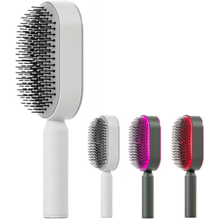 Brosse à cheveux autonettoyante, peigne de massage du cuir chevelu