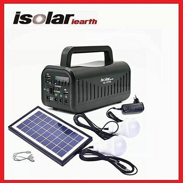 Kit de chargement solaire - Solaire - Système d'éclairage - Panneau avec Radio FM - Lecteur MP3 - 2 lampes