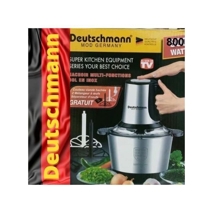 Deutschmann Hachoir électrique bol inox 800W professionnel et a la maison 3 litre